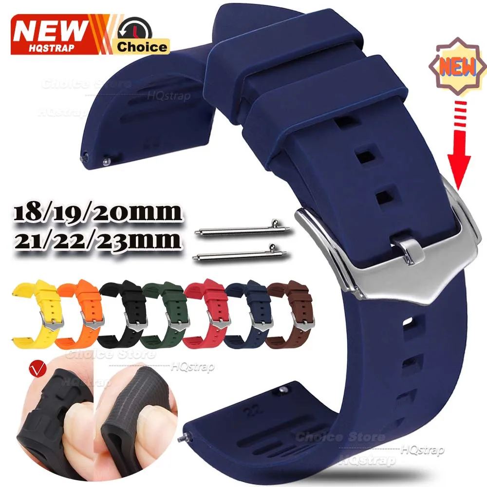 Neues Schnallen-Gummi-Uhrenarmband 18mm 19mm 20mm 21mm 22mm 23mm Sport-Silikonarmband für Omega-Band für Seiko-Armband für Rolex