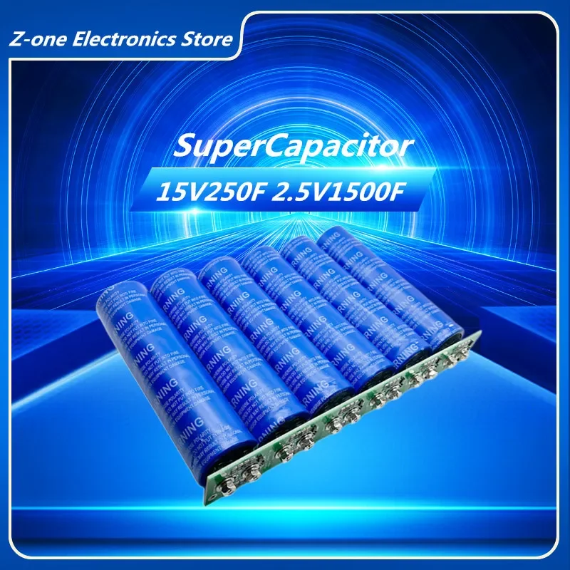 

1PCS 15V250F Supercapacitor Automotive Rectifier Module High Capacity 2.5V1500F Super Farad Capacitor Backup Power Starter15V250