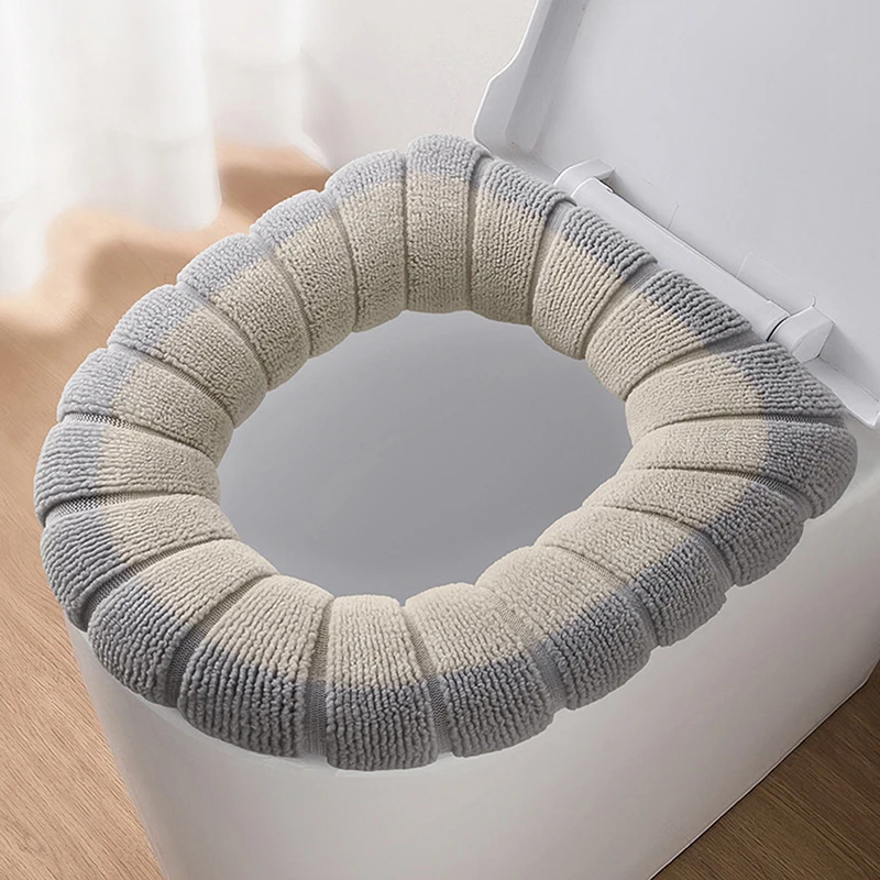 Universal Toilet Seat Cushion Thick Plush O-shaped Toilet Seat Toilet Cover With Handle Nordic Bathroom Accessories