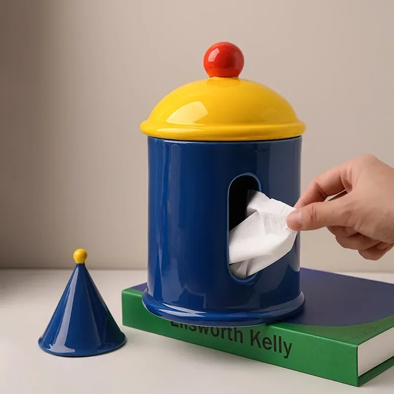 

Creative Dopamine Ceramic Tissue Box Home Living Room Coffee Table Soft Decoration Paper Box