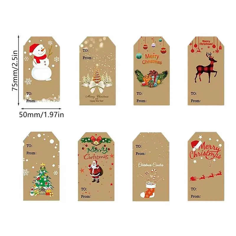 Christmas Gift Stickers Labels 300 Pcs Adhesive Merry Christmas Labels Roll 8 Designs Rectangular Special Shape Christmas Tags