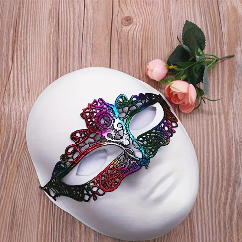 6 قطع من قناع نصف وجه من الدانتيل للهالوين، قناع تنكر متعدد الألوان للكرنفال، الحفلات، الكرة، قناع البندقية الأنيق للنساء