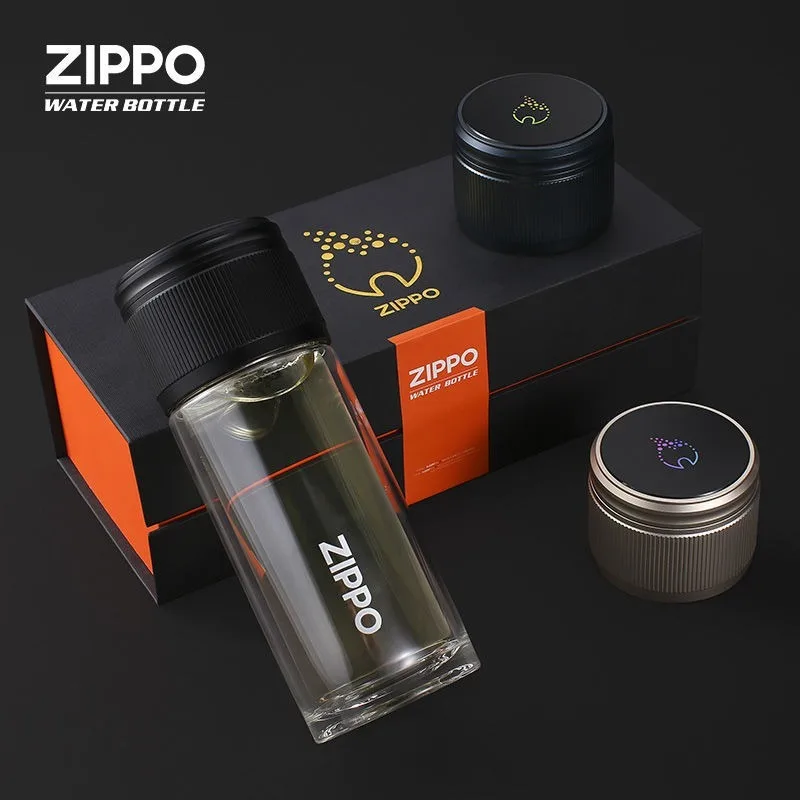 

Zippo high-end double-layer glass cup for separating tea and water, portable transparent heat-insulating cup