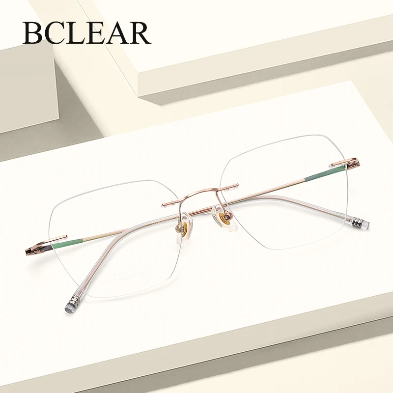 

BCLEAR Exquisite Titanium Rimless Glasses Frame High Quality Optical Prescription Eyewear Ultralight Frameless Eyeglasses Women