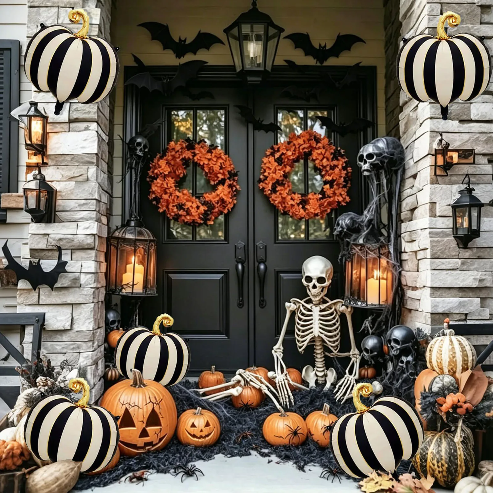6-teiliges Set mit 24,8-Zoll-Kürbis-Folienballons, geeignet für Halloween-, Spukhaus- und Thanksgiving-Partydekorationen, wiederverwendbar – Detail 5