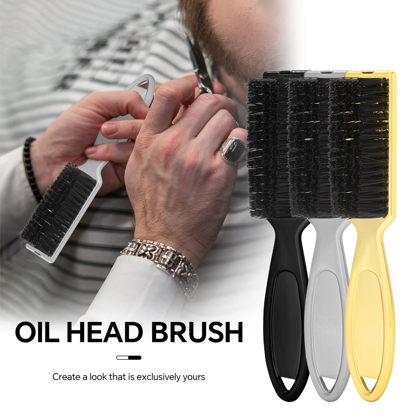 

Barber Salon Hair Removal Comb, Retro Neck Duster with Soft Bristles, Plastic Handle for Hair Cleaning & Styling, Salon Tools