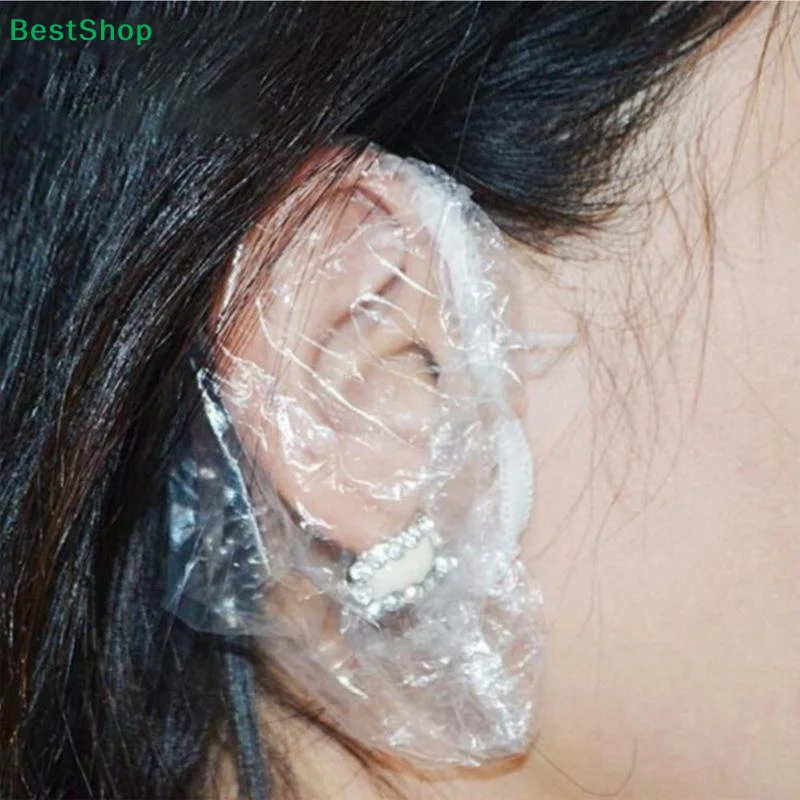 ♫100Pcs Disposable Hair Dye Earmuff Waterproof Ear Cover Baking Oil Wash Shower Bathing Barber Hairdressing Cleaning Accessories