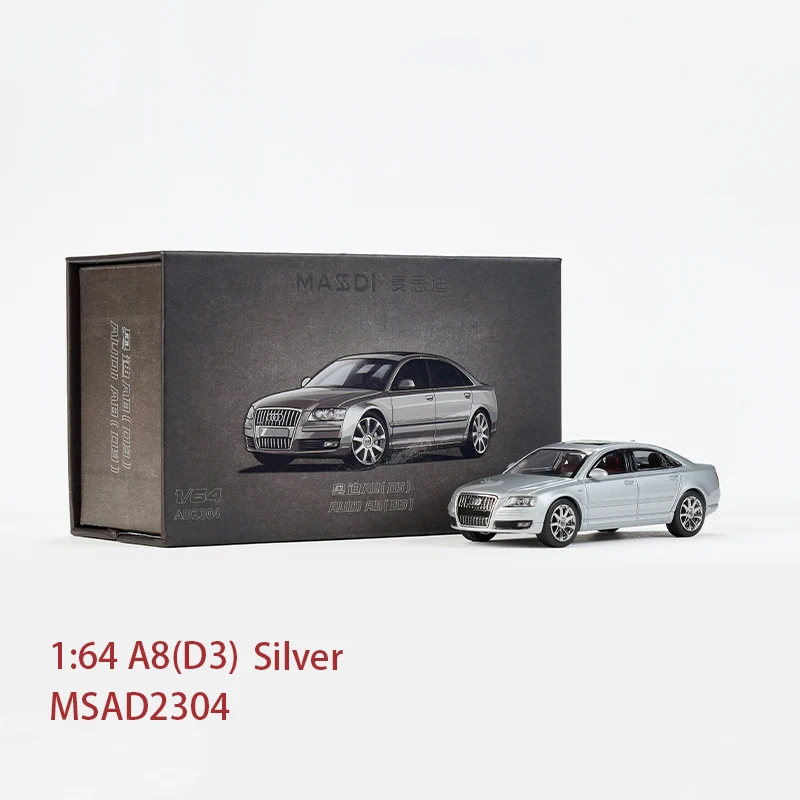 Massdi moulé sous pression 1/64 échelle A8 (D3) modèle de voiture en alliage de Simulation affichage statique jouet de collection cadeau Souvenir décoration