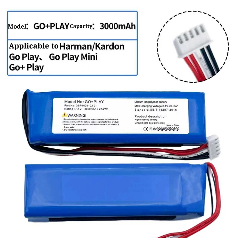 GO+PLAY GSP102910201 7.4V 3Ah 22.2Wh Replacement Li-Po Battery for Harman Kardon Go Play Go Play Mini Portable Bluetooth Speaker