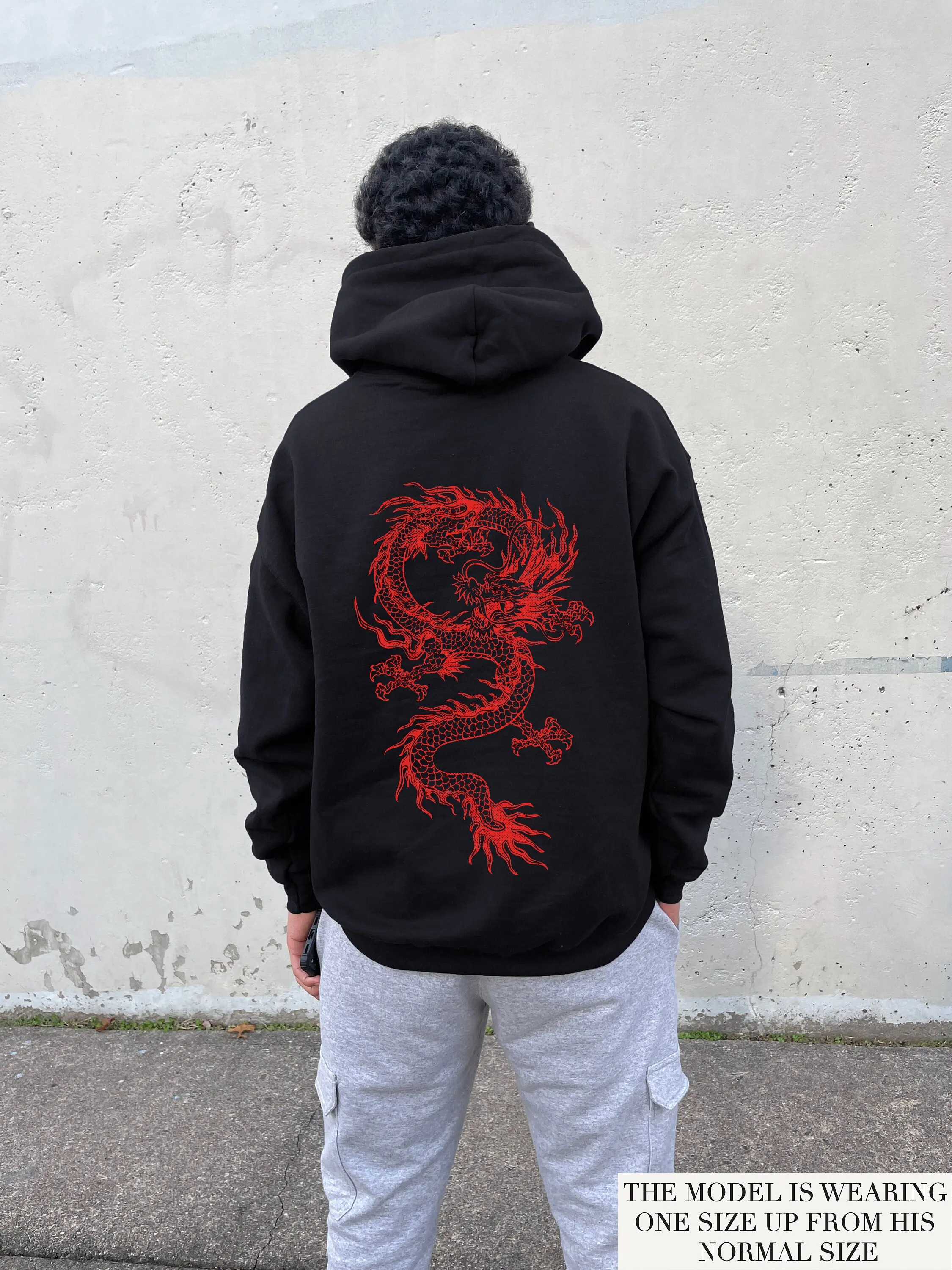 

Multi purpose Fashion Dragon Pattern Hoodie-Warm City Printed Street Line for Autumn/Winter, Washable ,Men's Casual Fashion Wear