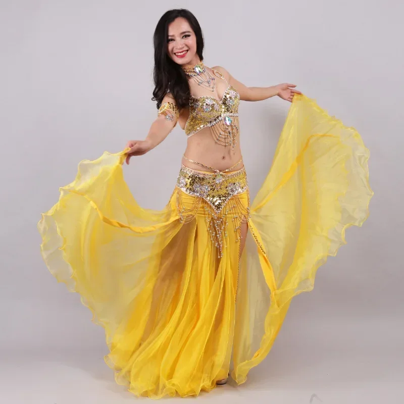 5-piece set of new adult belly dance performance suit flannel split skirt oriental dance performance costume