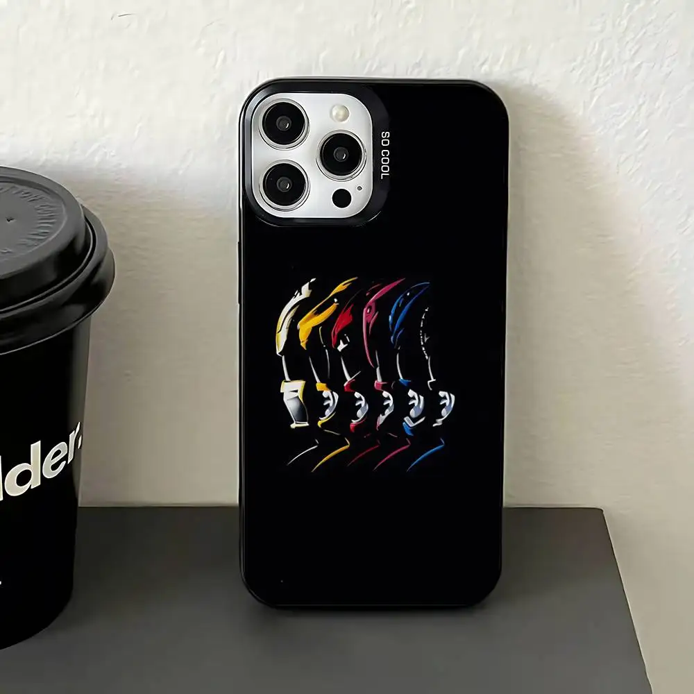 حافظة هاتف P-PowerS-COOL R-RangerS لهاتف iPhone 17,16,15,14,13,12,11,Pro,Max,Plus,E,Air,Mini Black Tpu