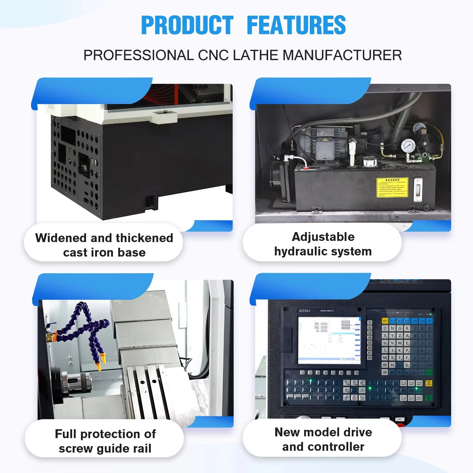 เครื่องกลึงซีเอ็นซีความแม่นยำสูง รุ่น 2026-SZGH จากประเทศจีน พร้อมเครื่องกลึงซีเอ็นซีสำหรับงานโลหะ