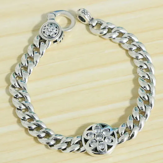 

Wholesale S925 Sterling Silver Fashion Fashion Fashion Jewelry Cool Female Sakura Male Thai Silver Bracelet Bare Body Thick Silv