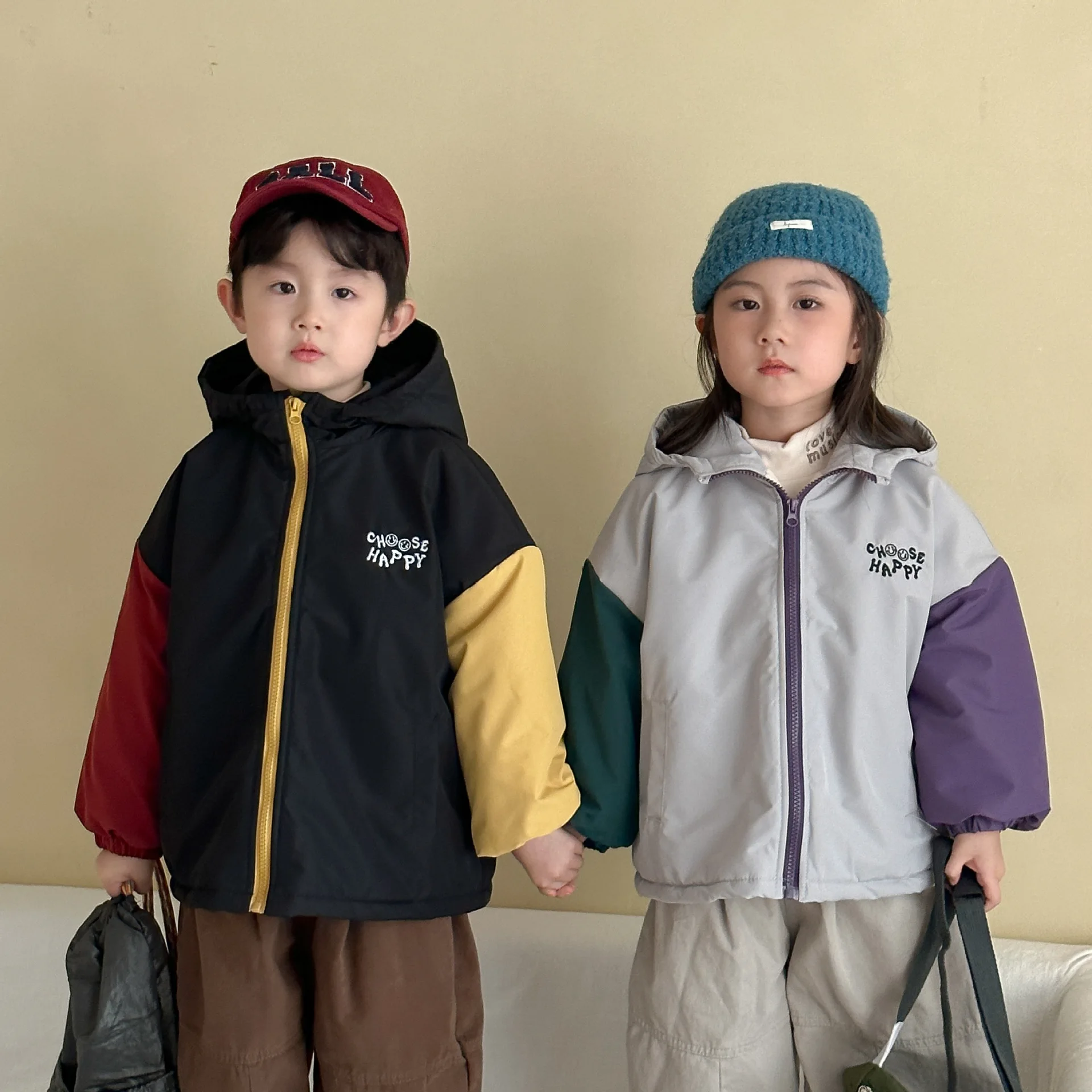 

Детская куртка на хлопковой подкладке, новинка зимы 2025, бархатное пальто в тон для мальчиков и девочек, теплое детское пальто, верхняя одежда