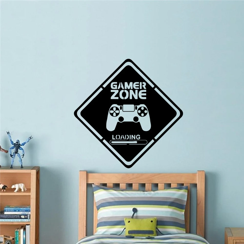 1 pc hot sale square gamer zone loading Wall Sticker Self Adhesive Vinyl Waterproof Wall Art Decal For Living Room Kids Room