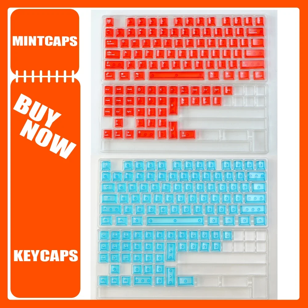 Mintcaps Transparent Keycap 114 Keys High-End Cherry Pc Keycaps For Hi8 Hi75 Mechanical Keyboard 61/75/87 Layout Pc Gamer Gifts