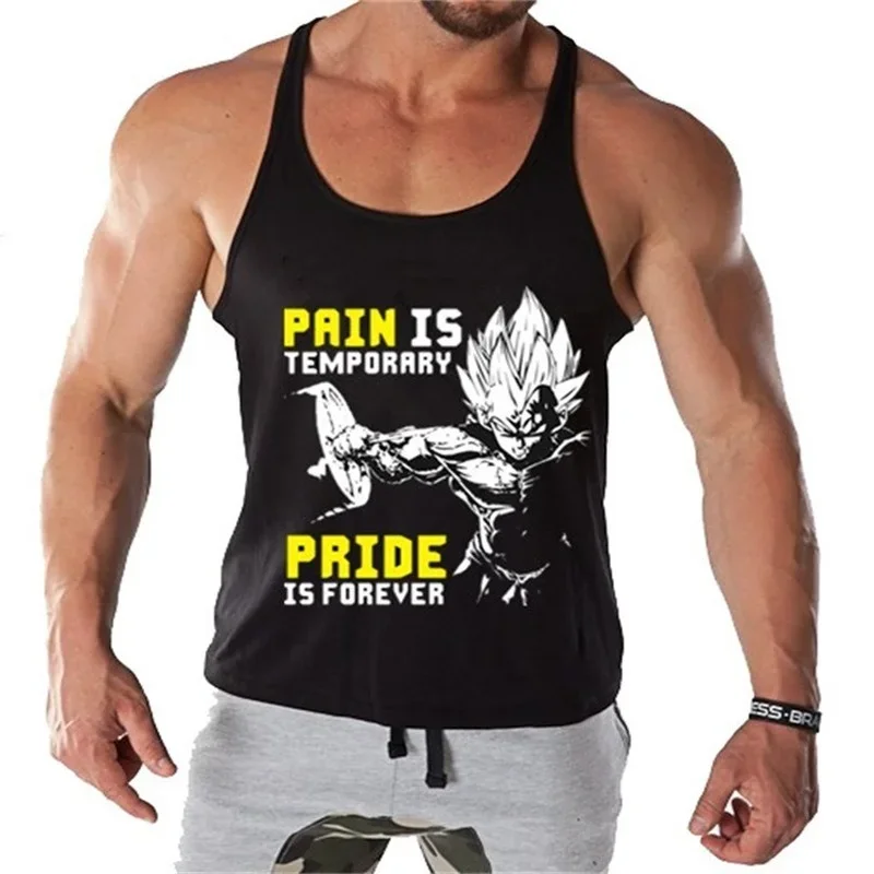 Dragon Ball Goku Saiyan Bodybuilding Stringer Tank Top Man Cotton Gym Sleeveless Shirt Men Fitness Vest Singlet Sports Tanktop