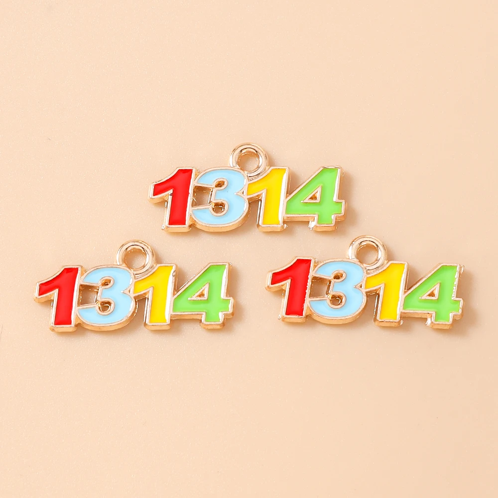 Leslie 20 Stück Niedliche Emaille-Zahlenanhänger 1314 für Schmuckherstellung, Halsketten, Ohrringe, DIY-Zubehör, Valentinstagsgeschenke – Detail 5