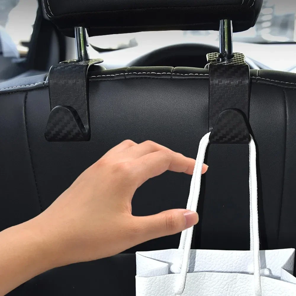 Universal Car Seat Headrest Hook Storage Hanger Carbon Fiber Auto Vehicle Back Seat Organizer Holder Car Interior Accessories