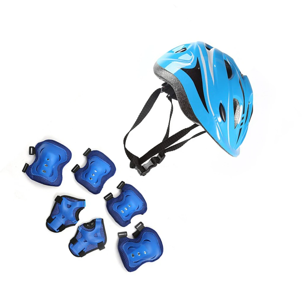 1 Set Kids Roller Helmet Adjustable Pad Boys Girls Knee Elbow Brace Outdoor Protector Skateboard Skating Scooter
