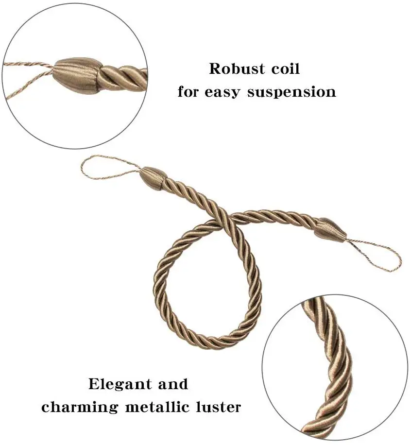 1Pc Curtain Tie Backs Gold Handmade Weave Curtain Holder Clip Buckle Rope Home Decorative Room Accessories Curtain Tieback