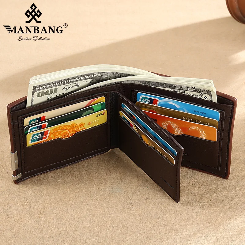 Hot Selling New Men\'s Short Wallet Iron Edge Korean Youth Men\'s Horizontal Wallet Trend Card Pack Purse