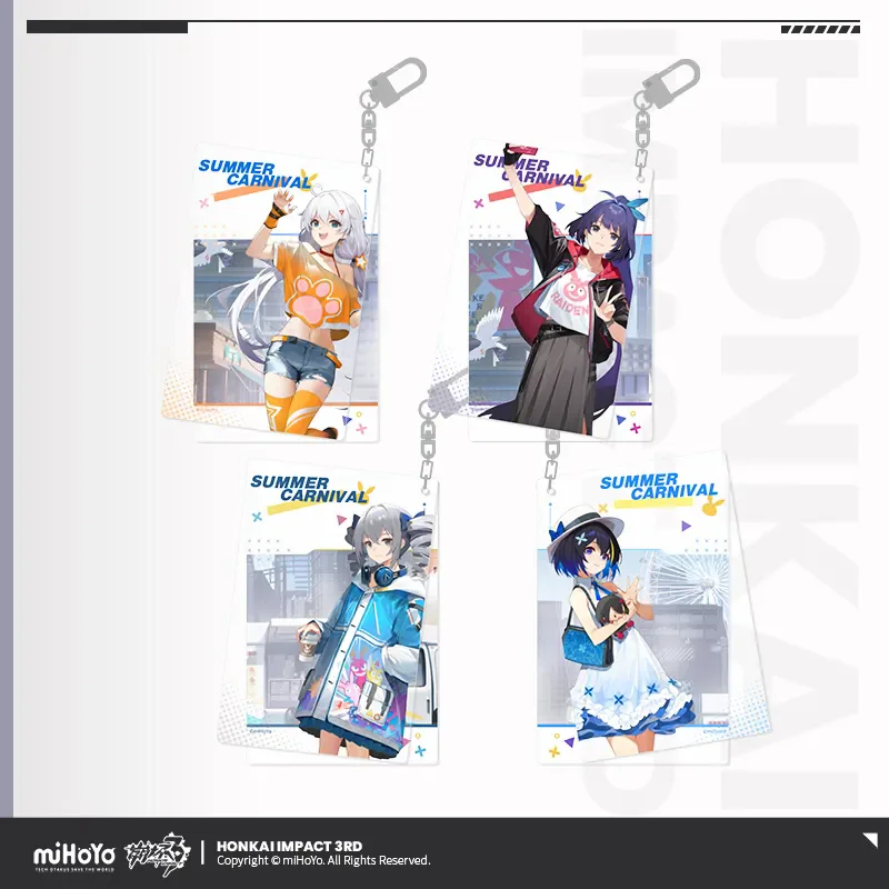 Anime Game Honkai Impact 3rd Official  miHoYo Original Authentic Summer Carnival Series Keychain Raiden Mei Bronya Kiana Seele