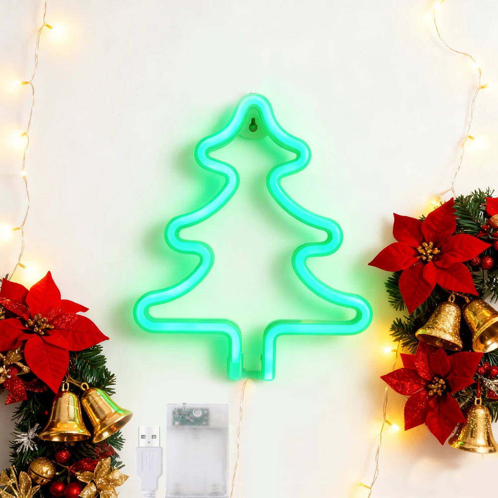 1PC LED Neon Light Luci da parete decorative natalizie Luce notturna per la decorazione della festa da parete del bar di casa (batterie non incluse)