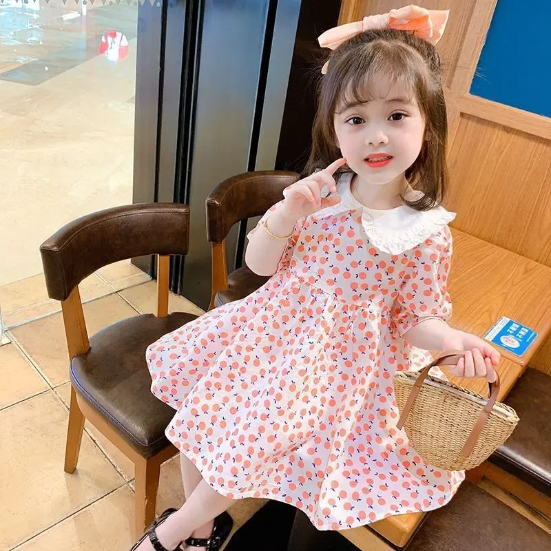 Summer Little Girl Leisure Vacation Princess Dress Baby Girl Fashion Korean Style Party Flower Dress Kids Home Clothes