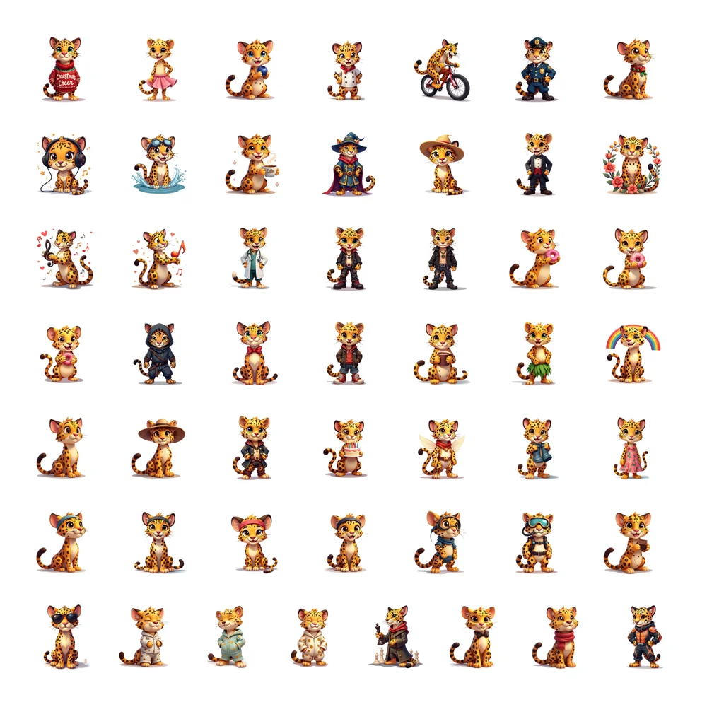 

Набор наклеек с леопардовым принтом, красочные канцелярские принадлежности, 50 шт., пижамные наклейки для школьных принадлежностей, подарок