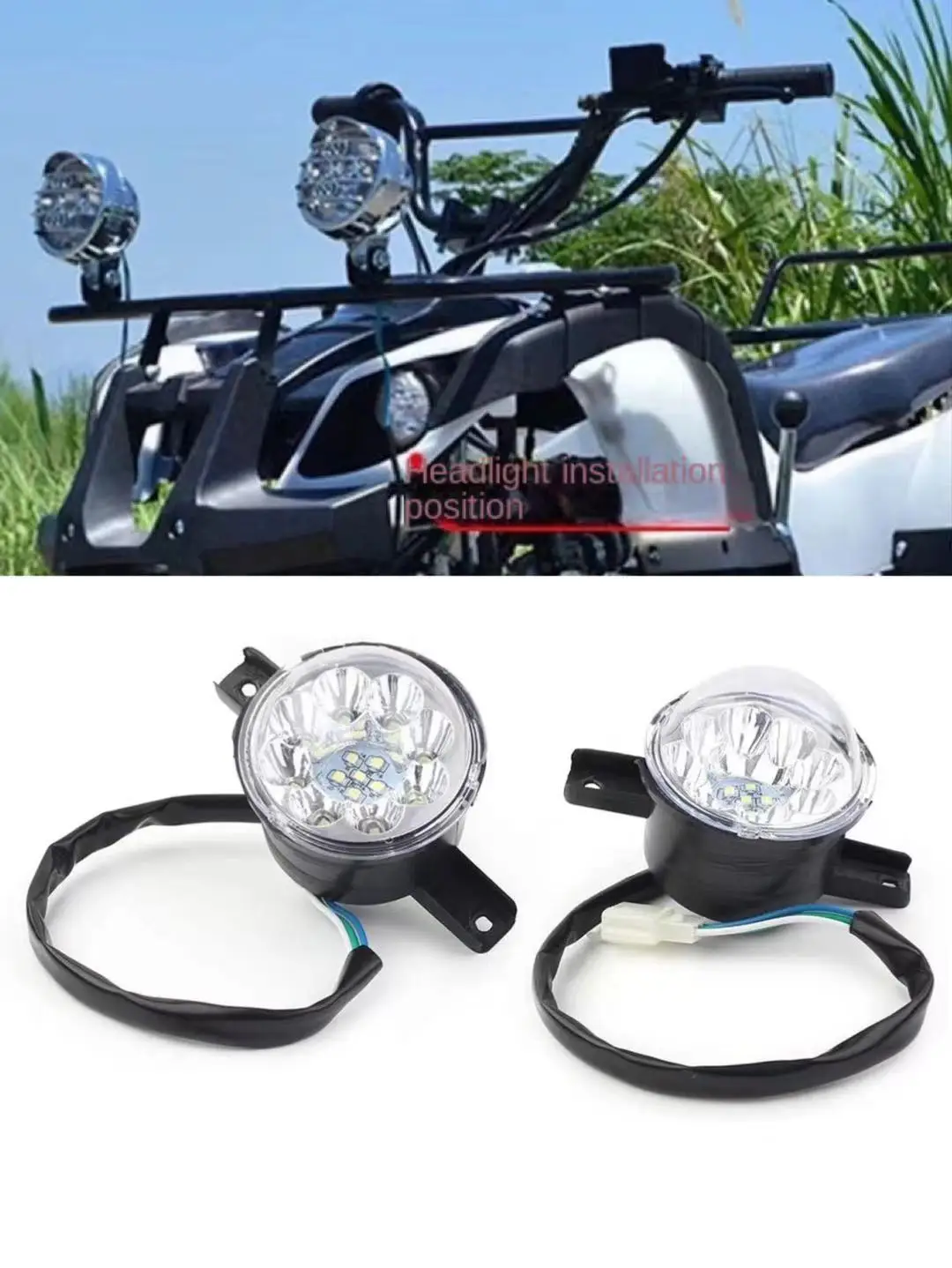 

2PCS LED Front Headlight Head Lamp Universal For 110CC 125CC ATV Quad TaoTao Coolster TA110D ATA110D1 ATA125D ATA135D ATA125 HW