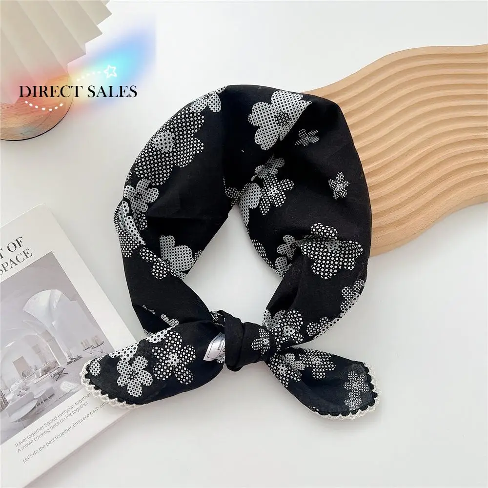 

Simple Flower Small Square Scarf Floral Scarf Hair Band Printed Silk Scarf Headband Square Handkerchief Clothing Accessories