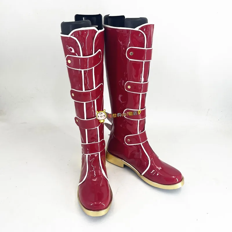 Love Live Rin Hoshizora Cosplay Shoes Handmade Faux Leather Red With Wings Anime Boots view 3
