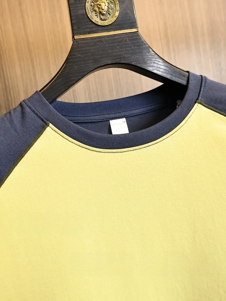 Color Block Design Men's T-Shirt Loose Fit round Neck Short Sleeve Quick Dry Breathable Comfortable Urban Style Casual Top