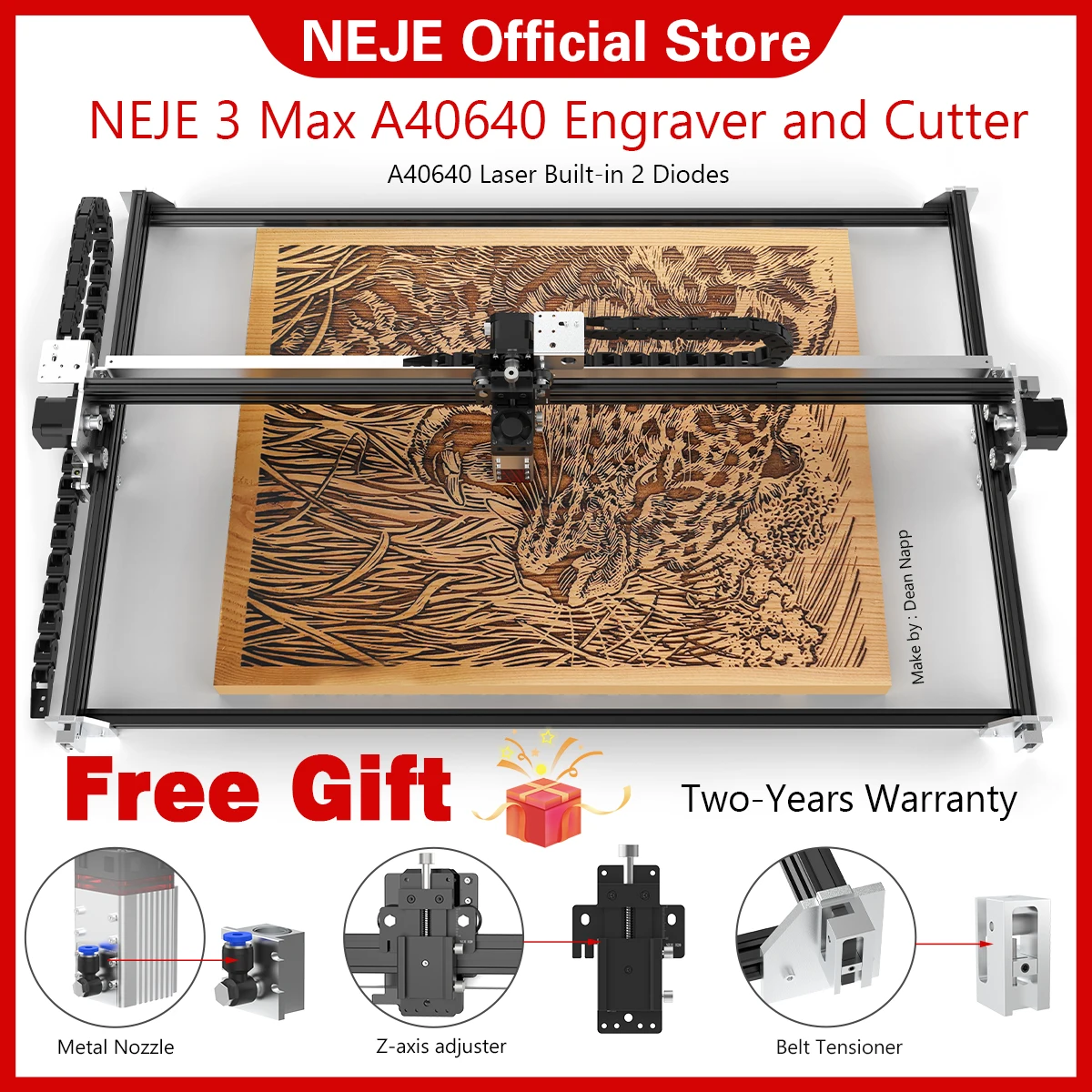 NEJE 3 Max A40640 Laser Engraving Machine Cutting Lightburn Wireless App Control GRBL Laser Cutter Machine Wood MDF Tool