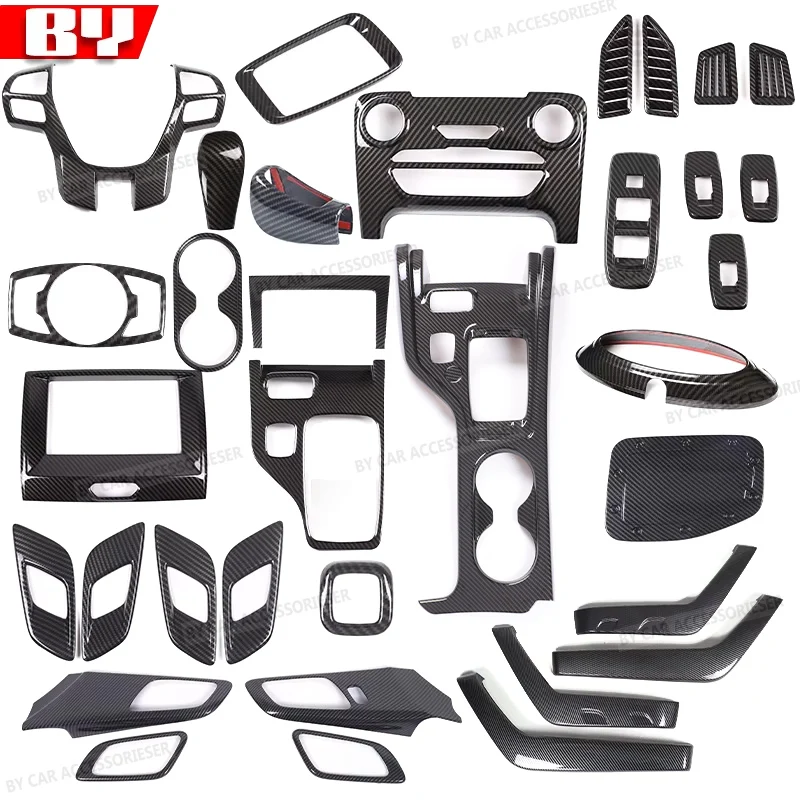 For Ford RANGER T6 T7 T8 2015-2021 ABS Carbon Fiber Color Car Interior Gear Shift Panel Door Handles Outer Frame Cover Trim