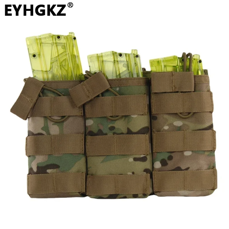 

EYHGKZ Tactical Pouch Triple Storage Bag Molle System Magazine Holster Hunting Accessories CS Wargame Paintball Outdoor Portable