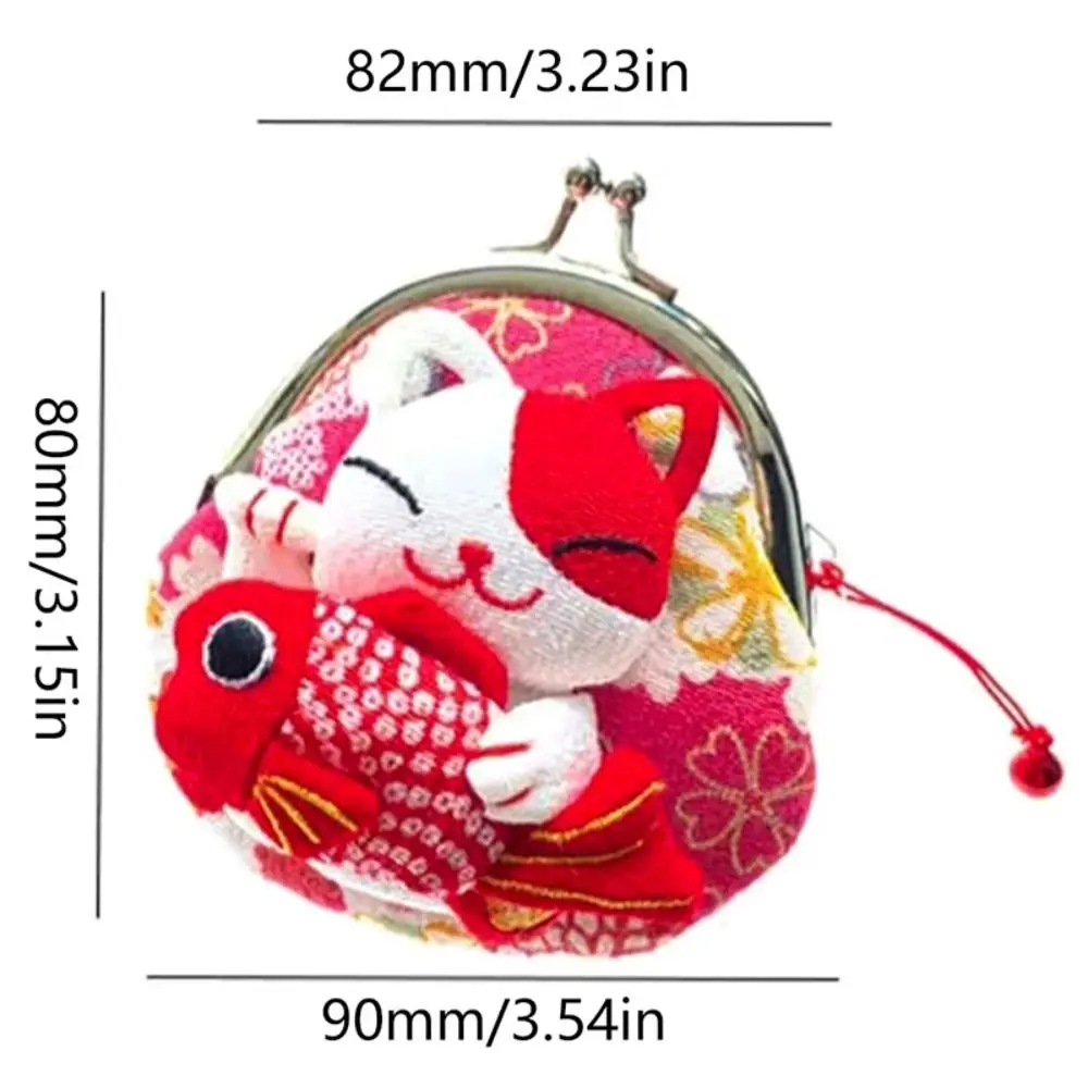 Eenvoudige Japanse Stijl Maneki Neko Munt Portemonnee Pop Portefeuilles Lucky Cat Clutch Bag Pu Bloem Printkaart Houder Vrouwen