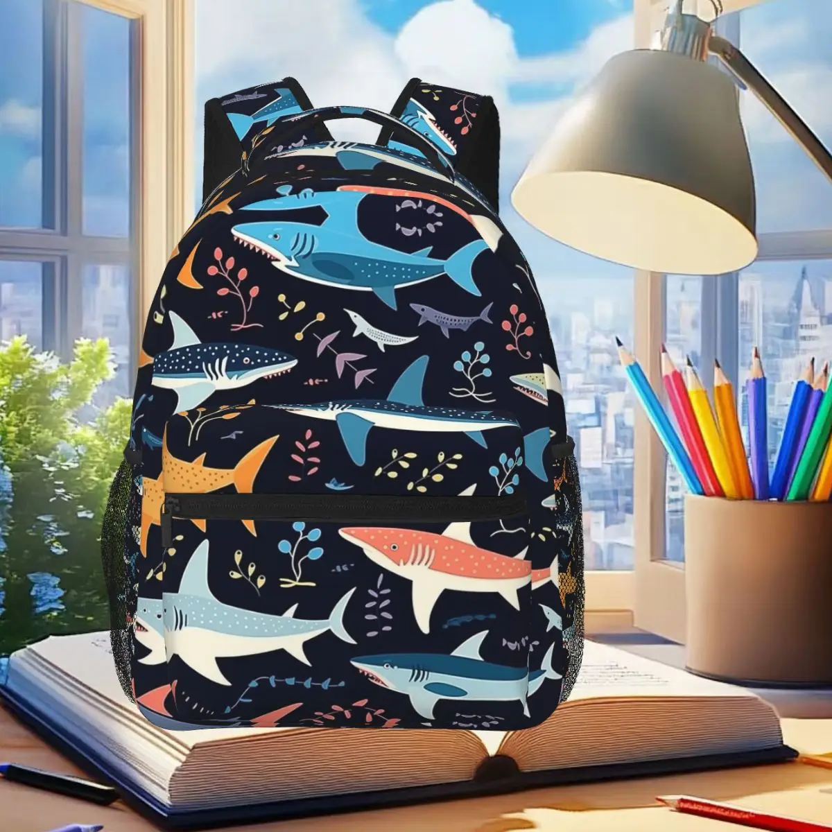 

Shark Fest Student Backpack School Bag Hiking Travel Daypack for Men Women Fashion Bookbag Shoulder Bags
