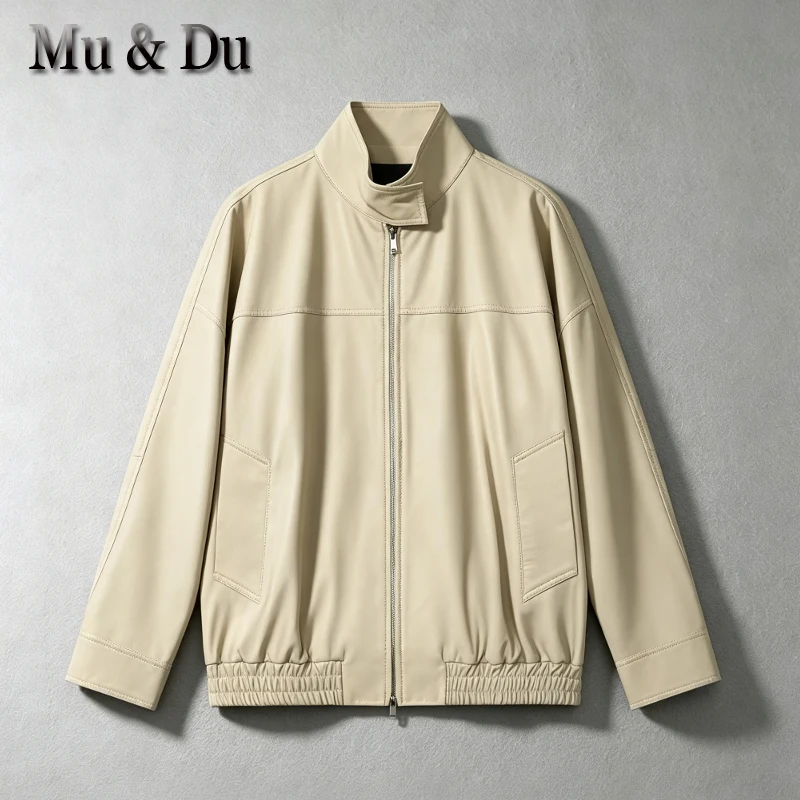 Leather Jacket For Women's Elegant Stand Collar Faux Leather Jacket Zip Up Long Sleeve Casual Bomber Jacket Oversize Y2k Top
