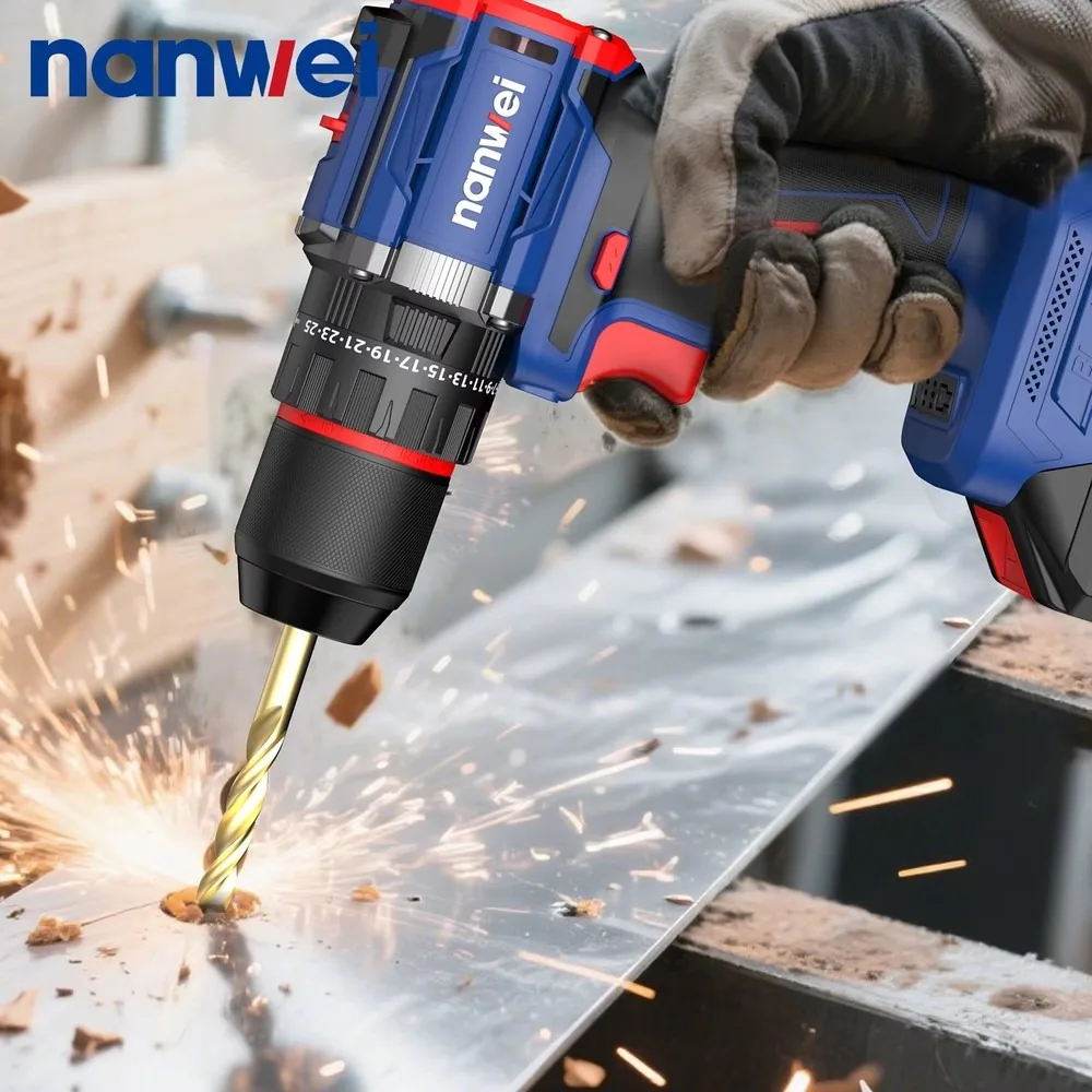 Cordless 20V Lithium Battery Impact Drill 70N.m Torque Keyless Chuck Multi-functional Power Screwdriver Machine for