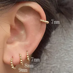 2PC 6/7/8/9mm Tiny Beaded Hoop Earrings For Women Punk Party Jewelry Trendy Gold/ Silver Color Metal Huggie Earrings Pendientes