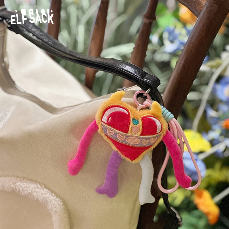 

ELFSACK 2025 Spring New Arrivals Y2K Original Dopamine Doll Mobile Phone Pendant Heart Plush Bag Pendant