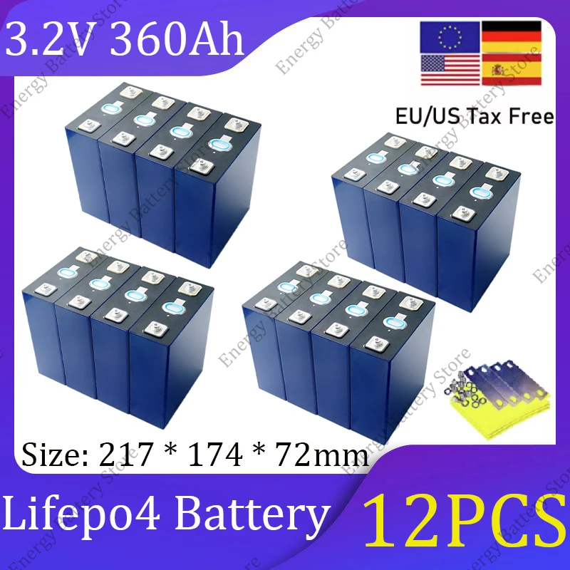 

12 шт. 3,2 В 360 Ач Lifepo4 аккумулятор высокой мощности 2 В 24 В 36 В 48 В DIY подходит для электромобилей электрические велосипеды солнечные инверторы