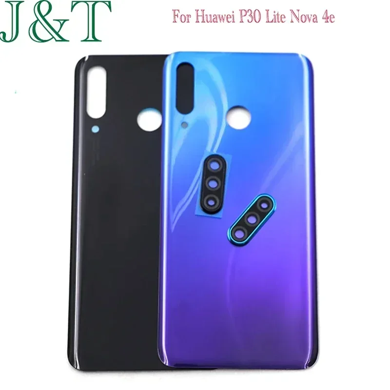 For Huawei P30 Lite Nova 4e Battery Back Cover 3D Glass Panel P30Lite Rear Door Housing Case Adhesive Add Camera Lens Replace