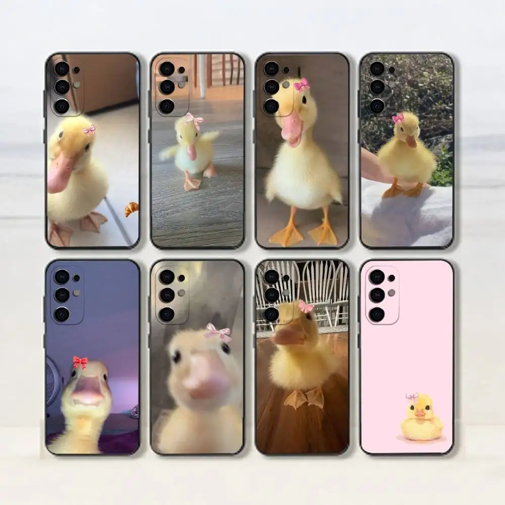 Ins Cute Bow Duck   Phone Case Black Silicone Soft For Samsung S25,S24,S21,S22,S23,S30,Ultra,S20,Plus,Fe,Lite