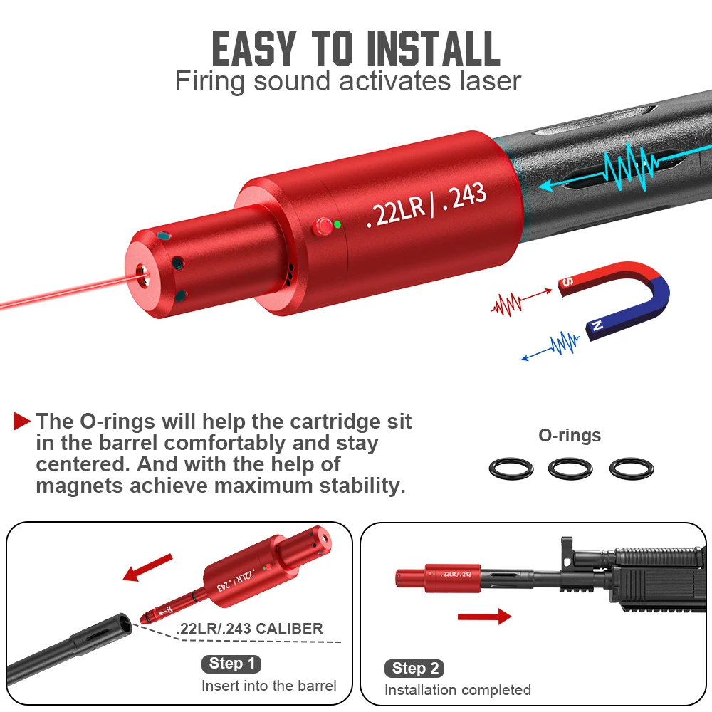 رصاصة تدريب ليزر شفط مغناطيسية مزدوجة الأغراض 22LR، رصاصة تدريب ليزر ذات نقطة حمراء، رصاصة تدريب ليزر مسحوق جاف