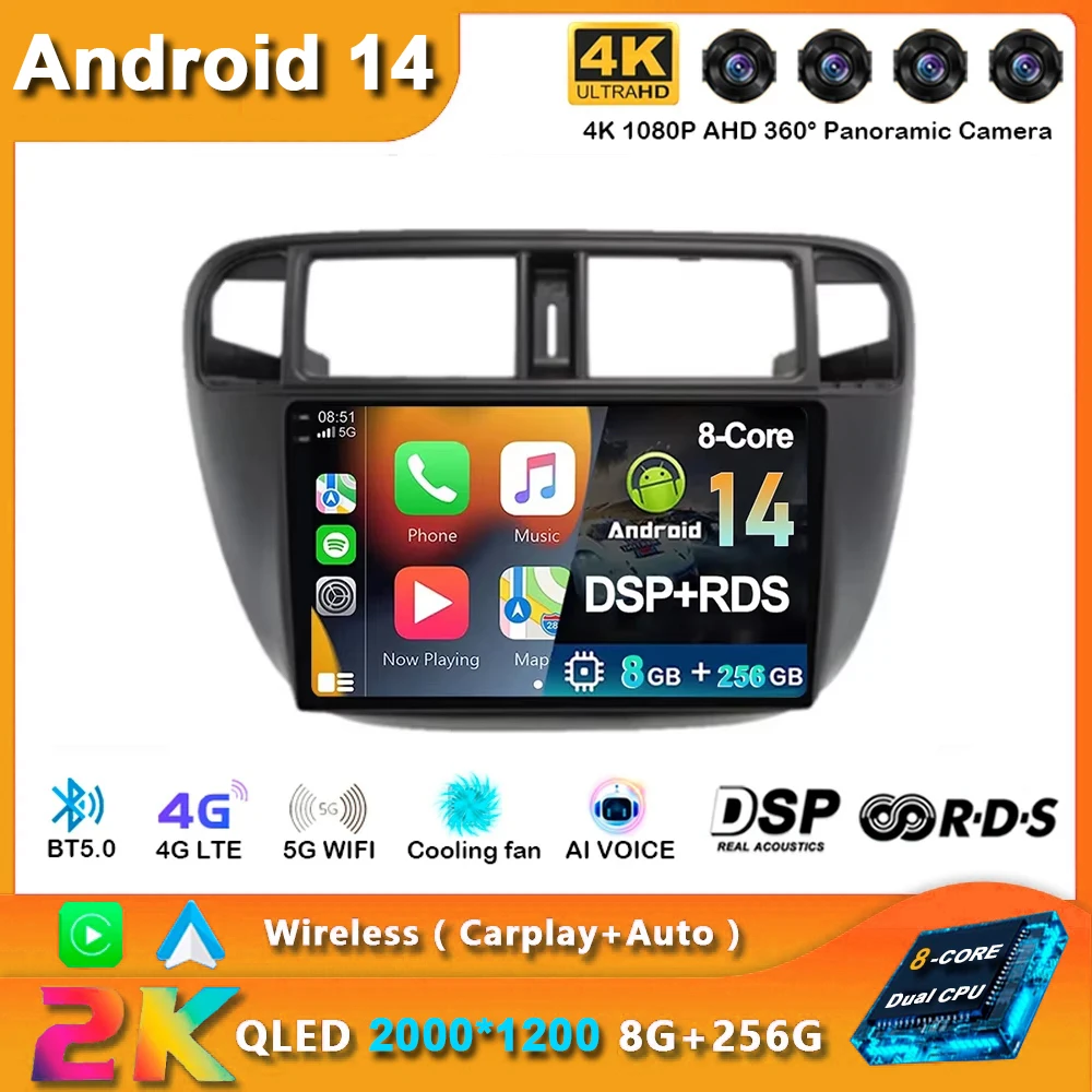 Android 14 For Honda Civic (EJEKEM) 1995 - 2001 Multimedia Car Radio Monitor Screen Video Player GPS Navigation Stereo Head Unit