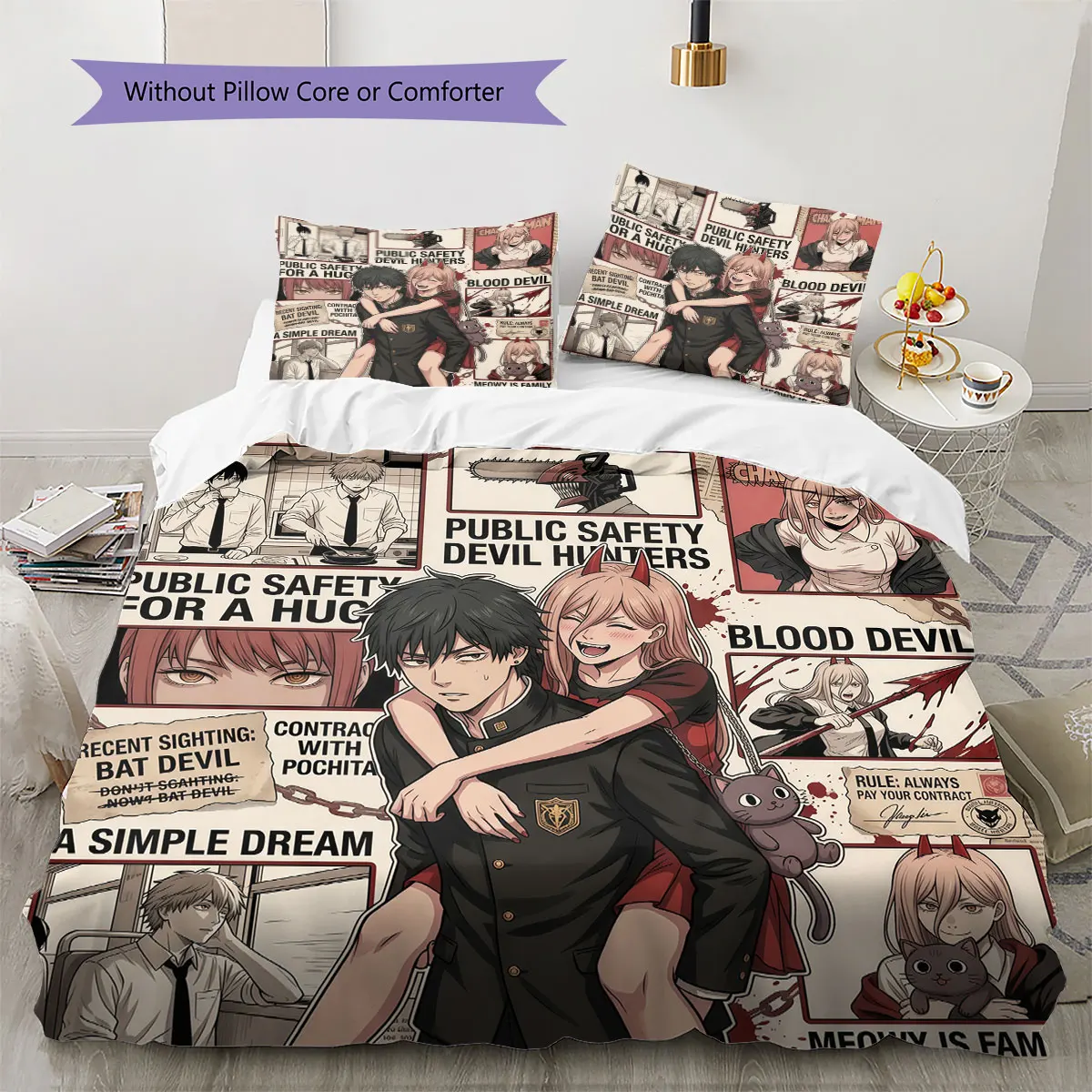 Chainsaw Man Soft Duvet Cover Kid's Bedding Set,Extra Large Size Holiday Gift Various Sizes Available -HE61